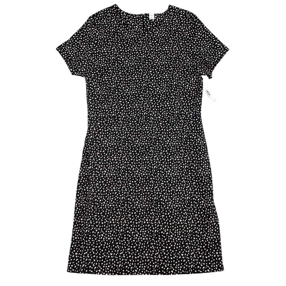 NWT Old Navy Womens XL Short Sleeve Animal Print Sheath Dress Black Tan NWT